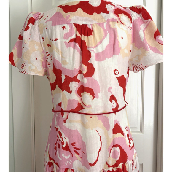 ELLIATT Small Gisli Linen Maxi Dress Tiered Floral Print Flutter Sleeve Feminine - Picture 7 of 16